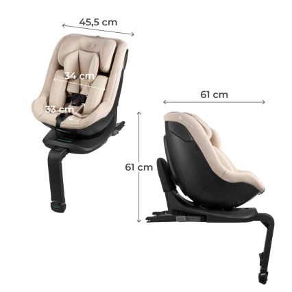 KINDERKRAFT - Fotelik samochodowy z obrotową bazą I-GUARD i-Size 40-105 cm czarny
