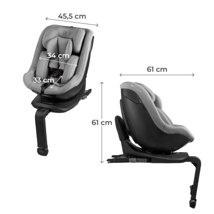 KINDERKRAFT - Fotelik samochodowy z obrotową bazą I-GUARD i-Size 40-105 cm szary