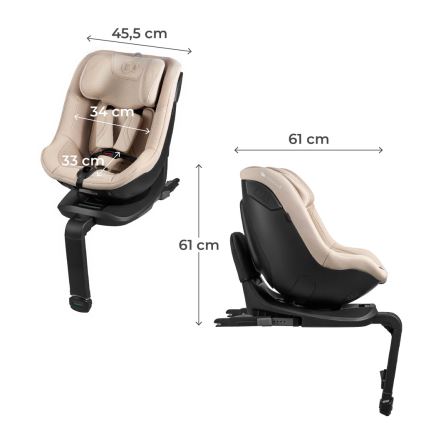 KINDERKRAFT - Fotelik samochodowy z obrotową bazą I-GUARD PRO i-Size 61-105 cm beżowy