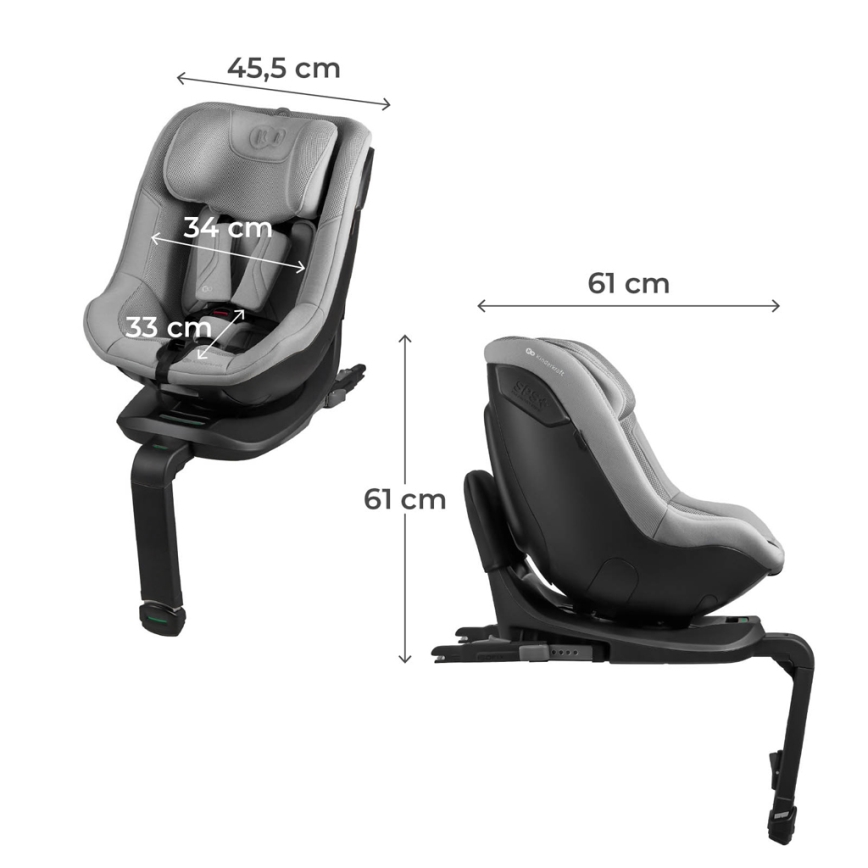 KINDERKRAFT - Fotelik samochodowy z obrotową bazą I-GUARD PRO i-Size 61-105 cm szary