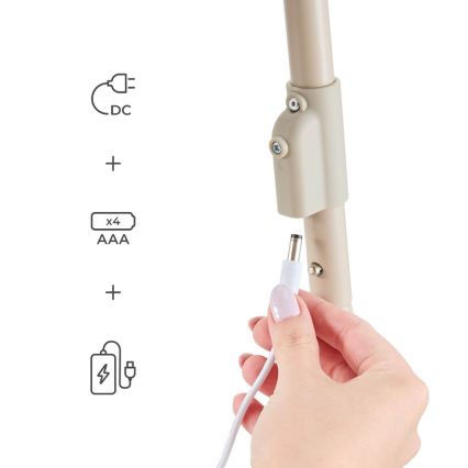 KINDERKRAFT - Huśtawka dziecięca z melodią SWINGEE beżowa 4xAAA/230V