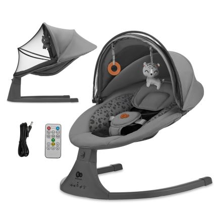 KINDERKRAFT - Huśtawka dziecięca z muzyką 2w1 LUMI 4xAAA ciemnoszary