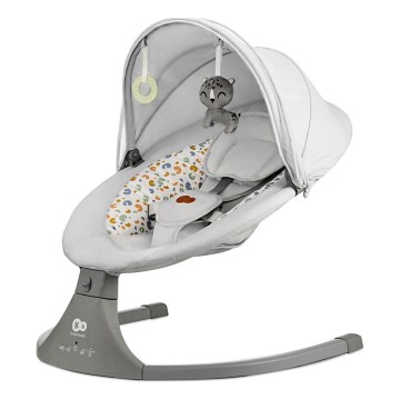 KINDERKRAFT - Huśtawka dziecięca z muzyką 2w1 LUMI jasnoszara