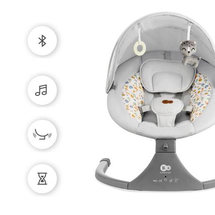 KINDERKRAFT - Huśtawka dziecięca z muzyką 2w1 LUMI jasnoszara