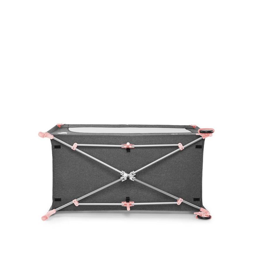 KINDERKRAFT - Łóżeczko turystyczne JOY z akcesoriami szaro-różowe