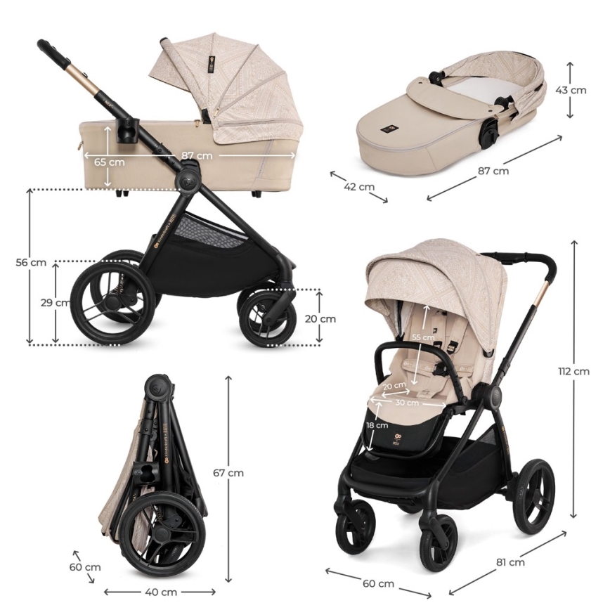 KINDERKRAFT - Kombinowany wózek 2w1 NEA 2 Dune Whisper Bizuu