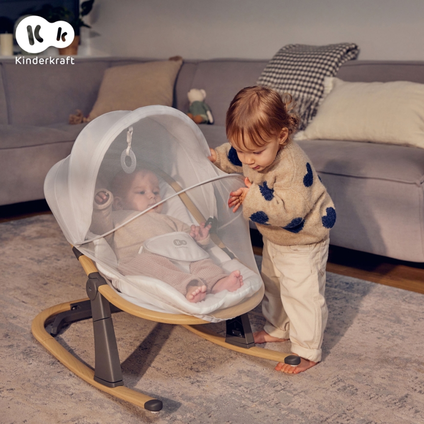 KINDERKRAFT - Leżaczek dziecięcy ELSU szary