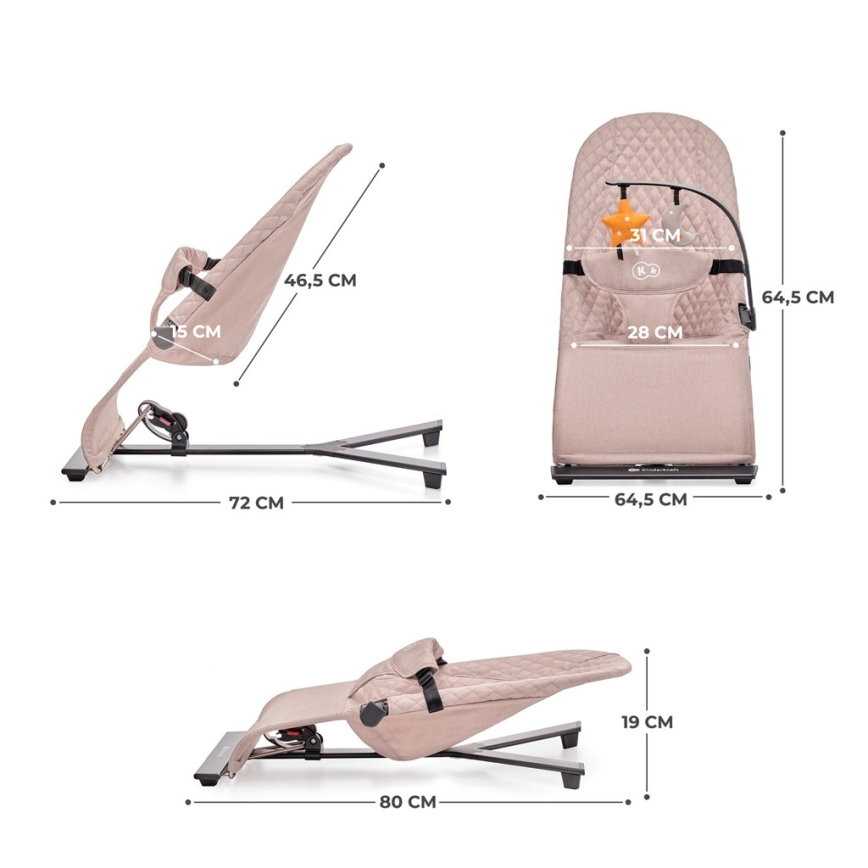KINDERKRAFT - Leżaczek dziecięcy MIMI, beżowy