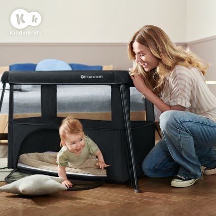 KINDERKRAFT - Łóżeczko turystyczne 3w1 CAMI czarne