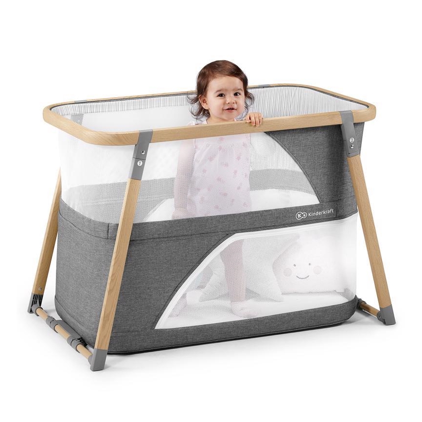 KINDERKRAFT - Łóżeczko turystyczne 4w1 SOFI szary