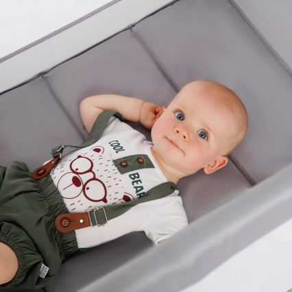 KINDERKRAFT - Łóżeczko turystyczne Baby Tiger VIKI szare