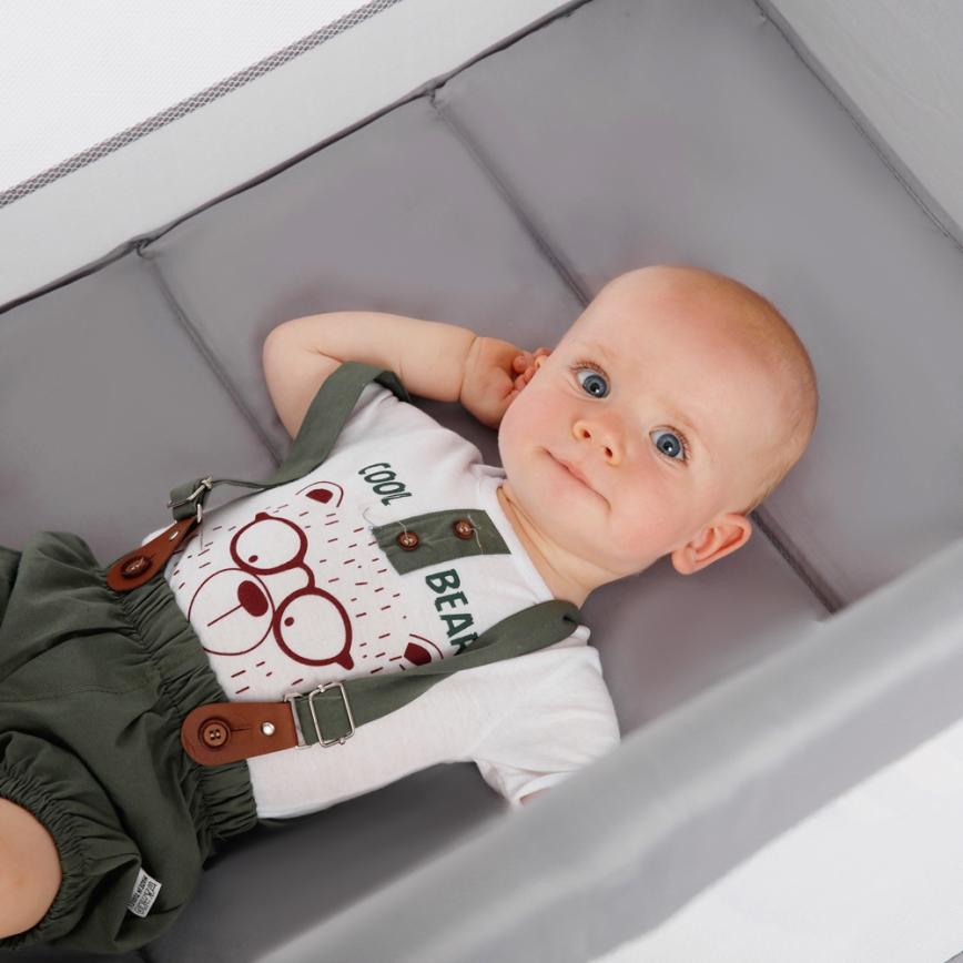 KINDERKRAFT - Łóżeczko turystyczne Baby Tiger VIKI szare