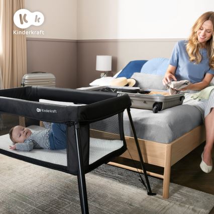 KINDERKRAFT - Łóżeczko turystyczne CAMI czarne