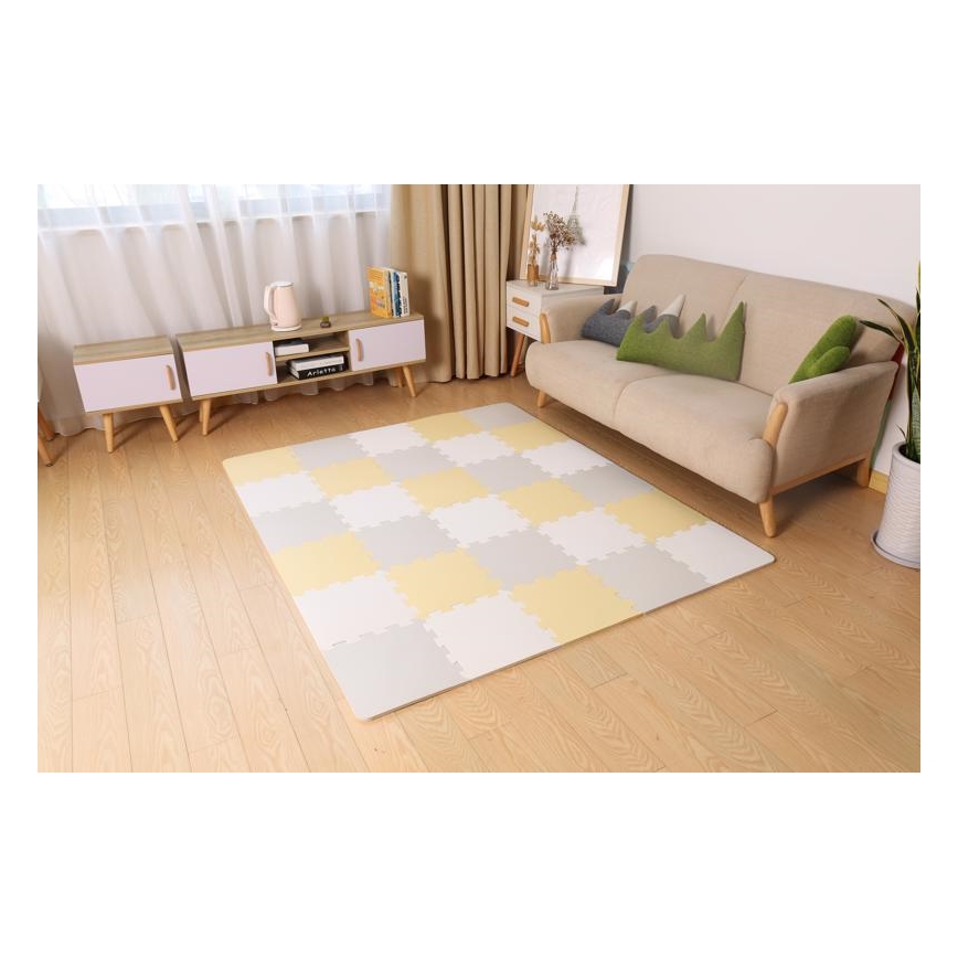 KINDERKRAFT - Piankowe puzzle LUNO 30 szt. szary/żółty