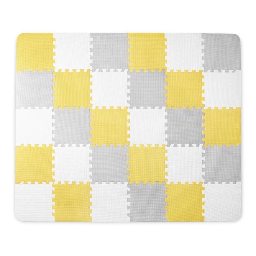 KINDERKRAFT - Piankowe puzzle LUNO 30 szt. szary/żółty