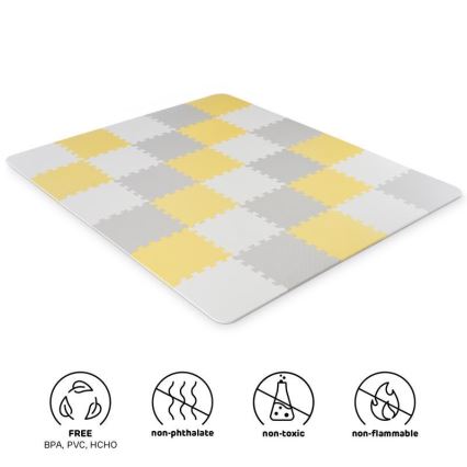 KINDERKRAFT - Piankowe puzzle LUNO 30 szt. szary/żółty