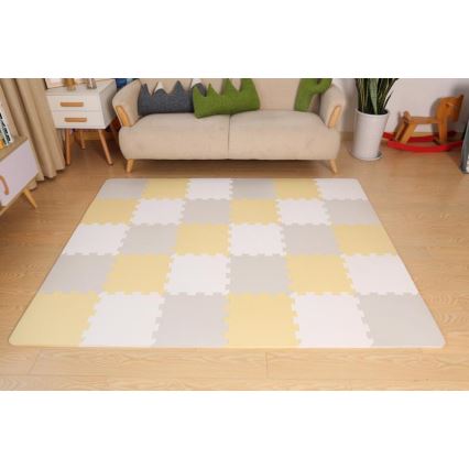 KINDERKRAFT - Piankowe puzzle LUNO 30 szt. szary/żółty