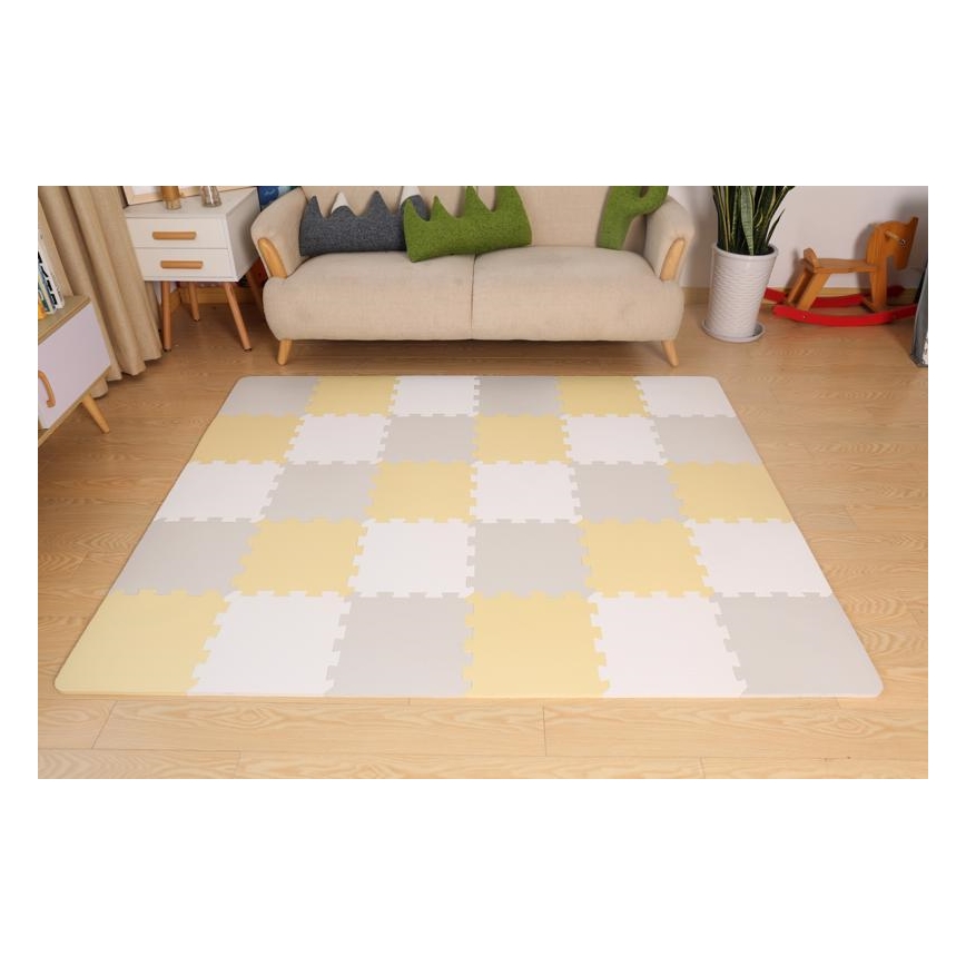 KINDERKRAFT - Piankowe puzzle LUNO 30 szt. szary/żółty