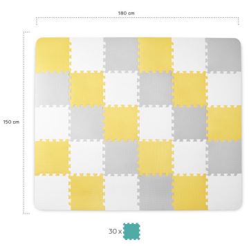 KINDERKRAFT - Puzzle piankowe LUNO 30 szt. szare/żółte