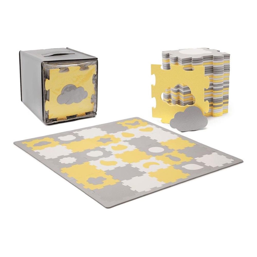 KINDERKRAFT - Puzzle piankowe LUNO 30 szt. szaro-żółte