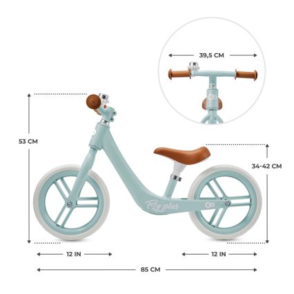 KINDERKRAFT - Rowerek do pchania FLY PLUS Baby blue