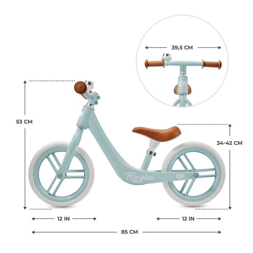 KINDERKRAFT - Rowerek do pchania FLY PLUS Baby blue