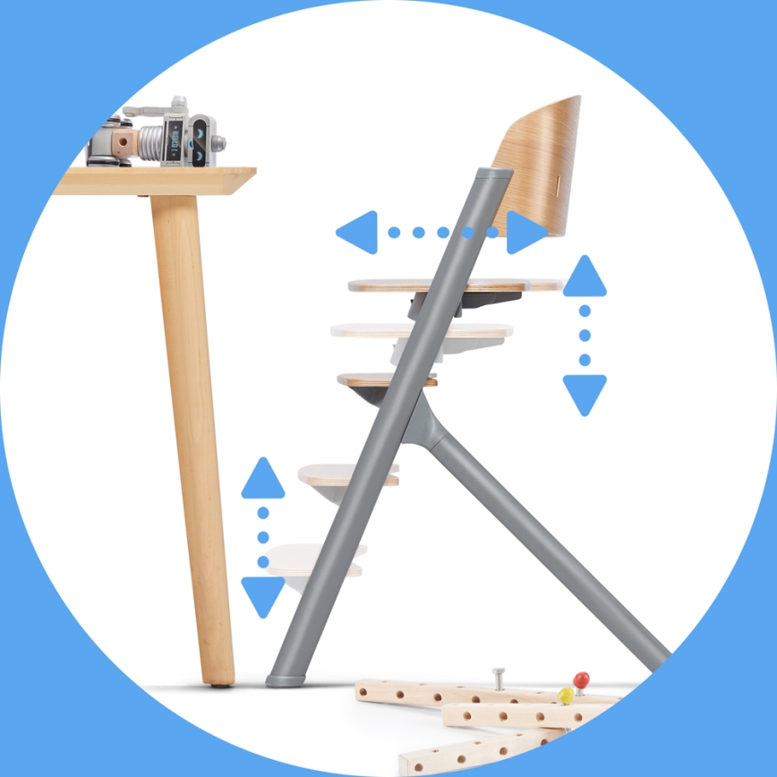 KINDERKRAFT SELECT - Krzesełko do karmienia 3w1 LIVY Premium dąb + leżaczek CALMEE