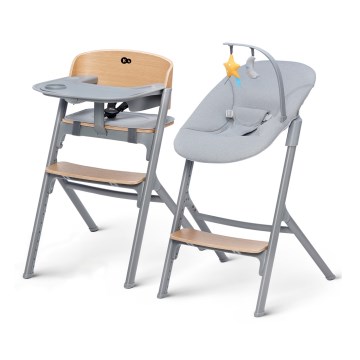 KINDERKRAFT SELECT - Dziecięce krzesełko do karmienia 3w1 LIVY Premium dąb + leżaczek CALMEE