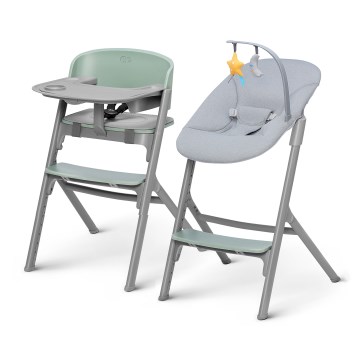 KINDERKRAFT SELECT - Dziecięce krzesełko do karmienia 3w1 LIVY Premium Olive green + leżaczek CALMEE