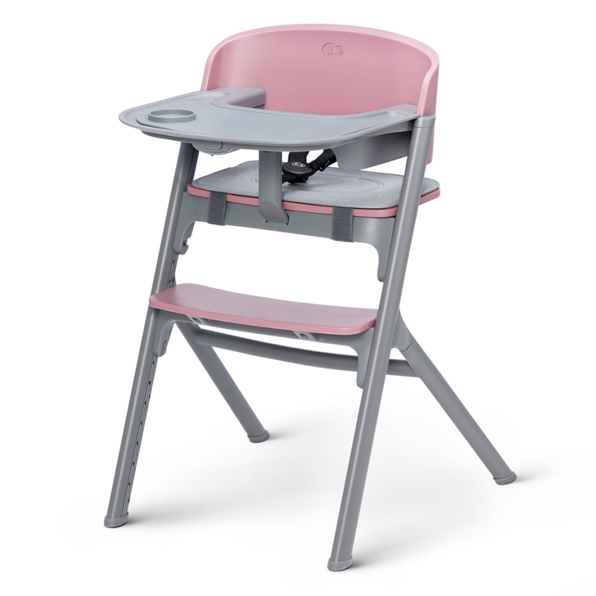 KINDERKRAFT SELECT - Dziecięce krzesełko do karmienia 3 w 1 LIVY Premium Aster pink + leżaczek CALMEE