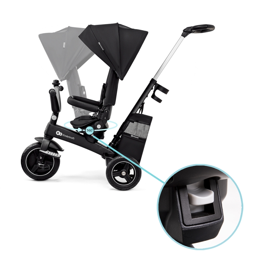 KINDERKRAFT SELECT - Dziecięcy rowerek trójkołowy 5w1 EASYTWIST Premium czarny