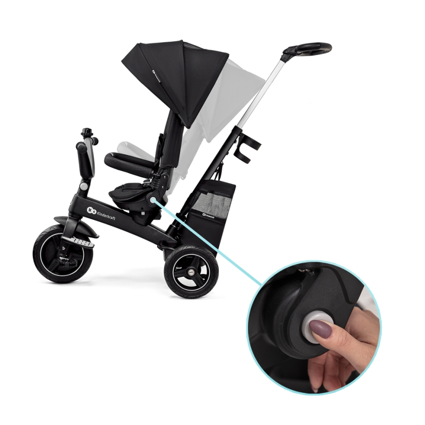 KINDERKRAFT SELECT - Dziecięcy rowerek trójkołowy 5w1 EASYTWIST Premium czarny
