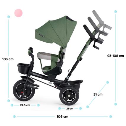 KINDERKRAFT SELECT - Dziecięcy rowerek trójkołowy SPINSTEP Premium zielony
