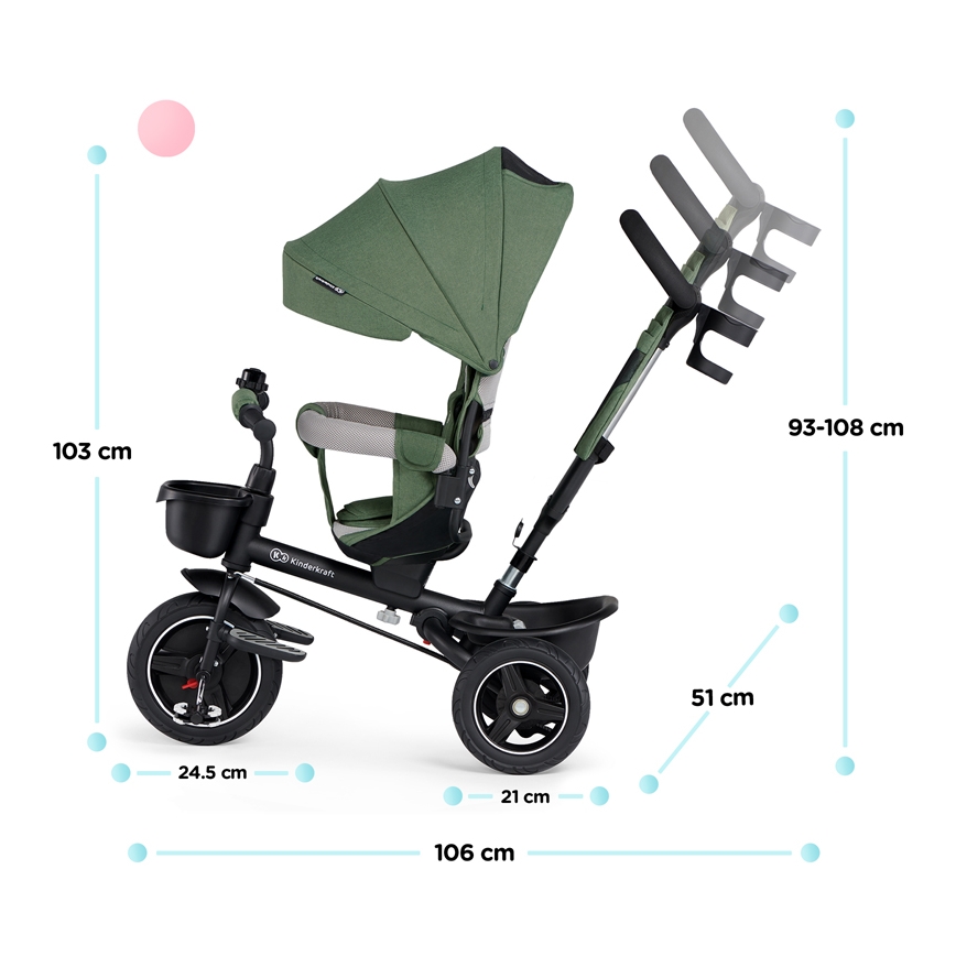 KINDERKRAFT SELECT - Dziecięcy rowerek trójkołowy SPINSTEP Premium zielony