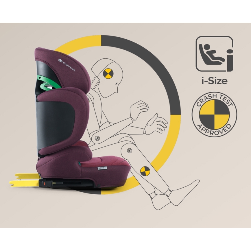KINDERKRAFT SELECT - Fotelik samochodowy XPAND 2 i-Rozmiar (100-150 cm) Premium Cherry pearl