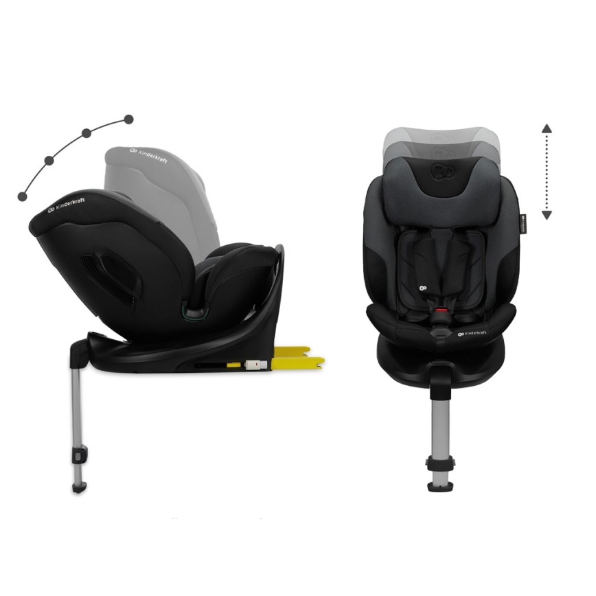 KINDERKRAFT SELECT - Fotelik samochodowy z obrotową bazą I-FIX (40–150 cm) grafitowo-czarny