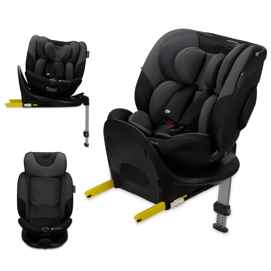 KINDERKRAFT SELECT - Fotelik samochodowy z obrotową bazą I-FIX (40–150 cm) grafitowo-czarny