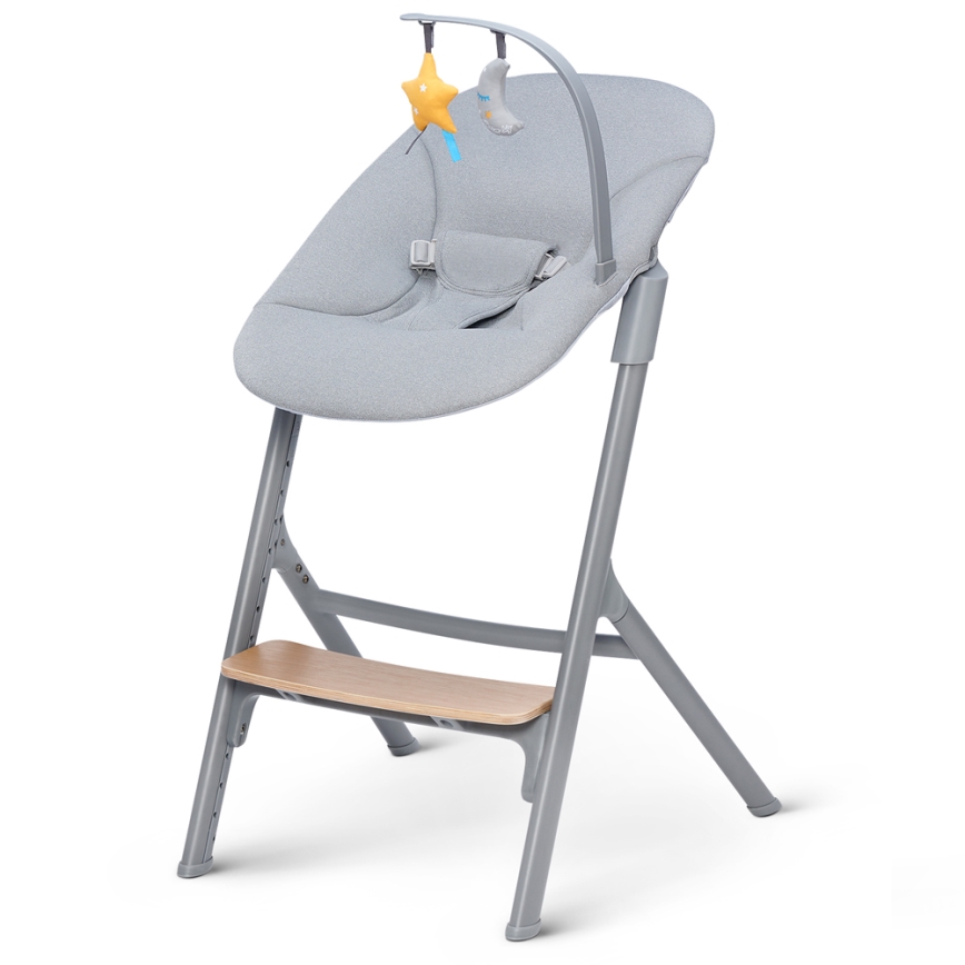 KINDERKRAFT SELECT - Dziecięce krzesełko do karmienia 3w1 LIVY Premium dąb + leżaczek CALMEE