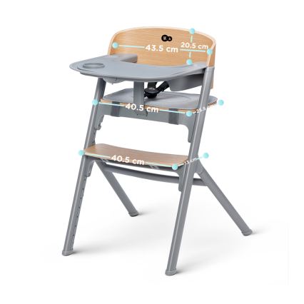 KINDERKRAFT SELECT - Dziecięce krzesełko do karmienia 3w1 LIVY Premium dąb + leżaczek CALMEE