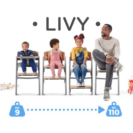 KINDERKRAFT SELECT - Krzesełko dziecięce do karmienia 3w1 LIVY Premium dąb