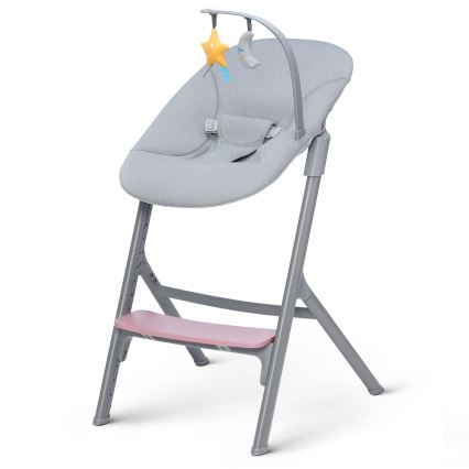 KINDERKRAFT SELECT - Krzesło do jadalni dla dzieci 3w1 LIVY Premium Aster pink + leżak CALMEE