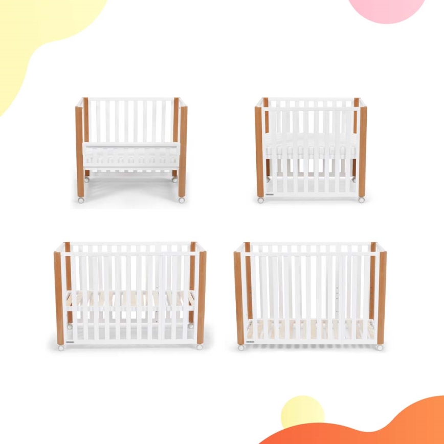 KINDERKRAFT SELECT - Łóżeczko dziecięce 4w1 KOYA Premium buk/sosna