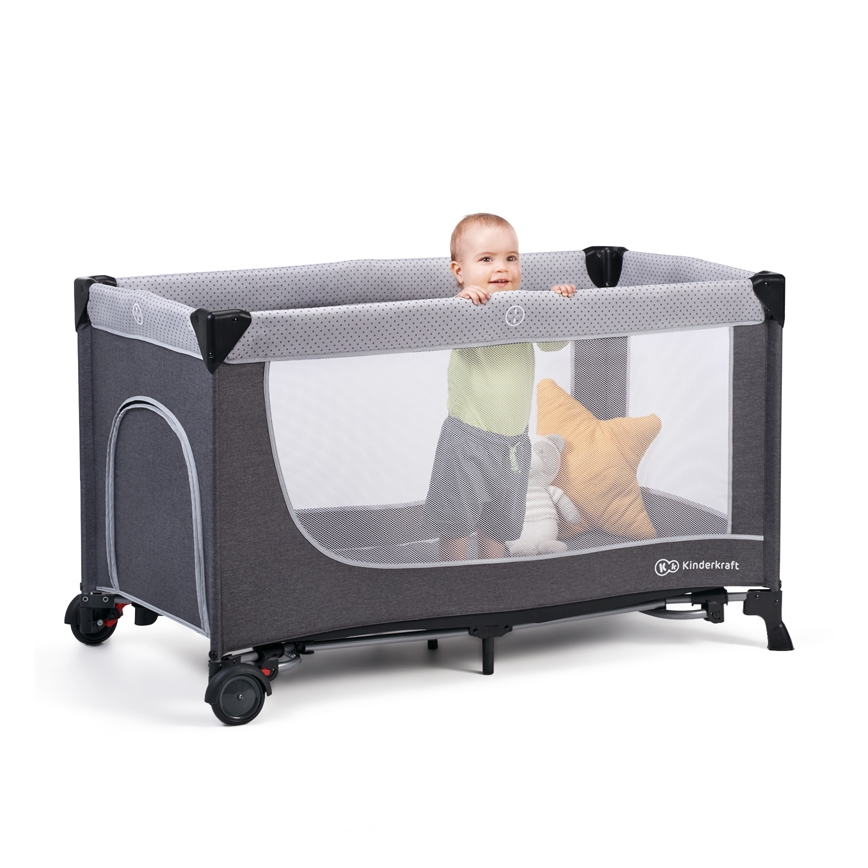 KINDERKRAFT SELECT - Łóżeczko turystyczne LEODY szary