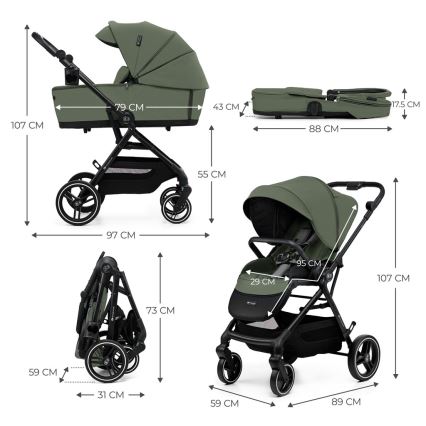 KINDERKRAFT SELECT - Wózek 2w1 YOXI Mystic zielony