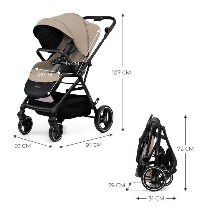 KINDERKRAFT SELECT - Wózek spacerowy YOXI piaskowy beż