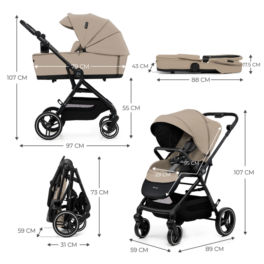 KINDERKRAFT SELECT - Wózek wielofunkcyjny 2w1 YOXI Piaskowy beż