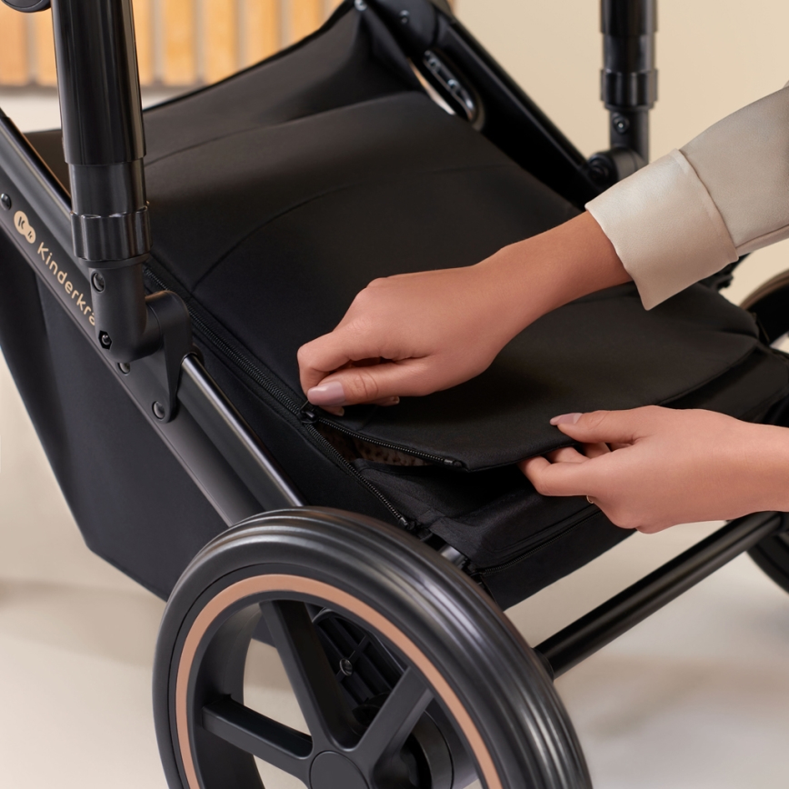 KINDERKRAFT SELECT - Wózek wielofunkcyjny 3w1 PRIME 2 Premium Ciemna  zieleń + fotelik samochodowy