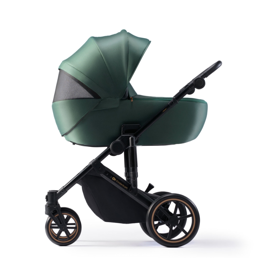 KINDERKRAFT SELECT - Wózek wielofunkcyjny 3w1 PRIME 2 Premium Ciemna  zieleń + fotelik samochodowy