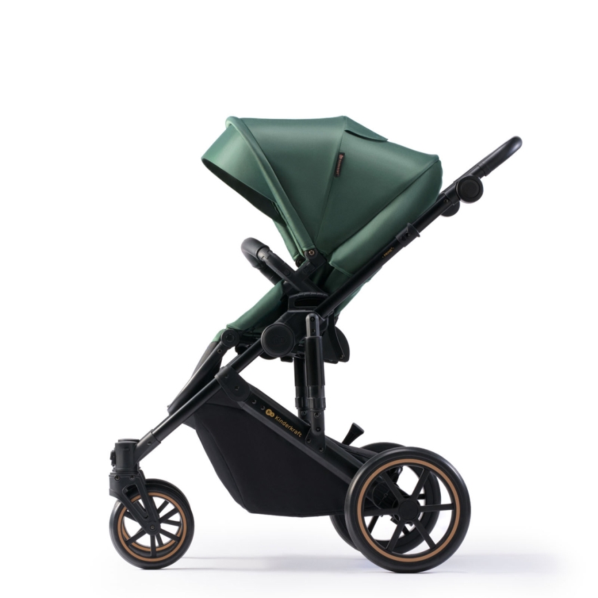 KINDERKRAFT SELECT - Wózek wielofunkcyjny 3w1 PRIME 2 Premium Ciemna  zieleń + fotelik samochodowy