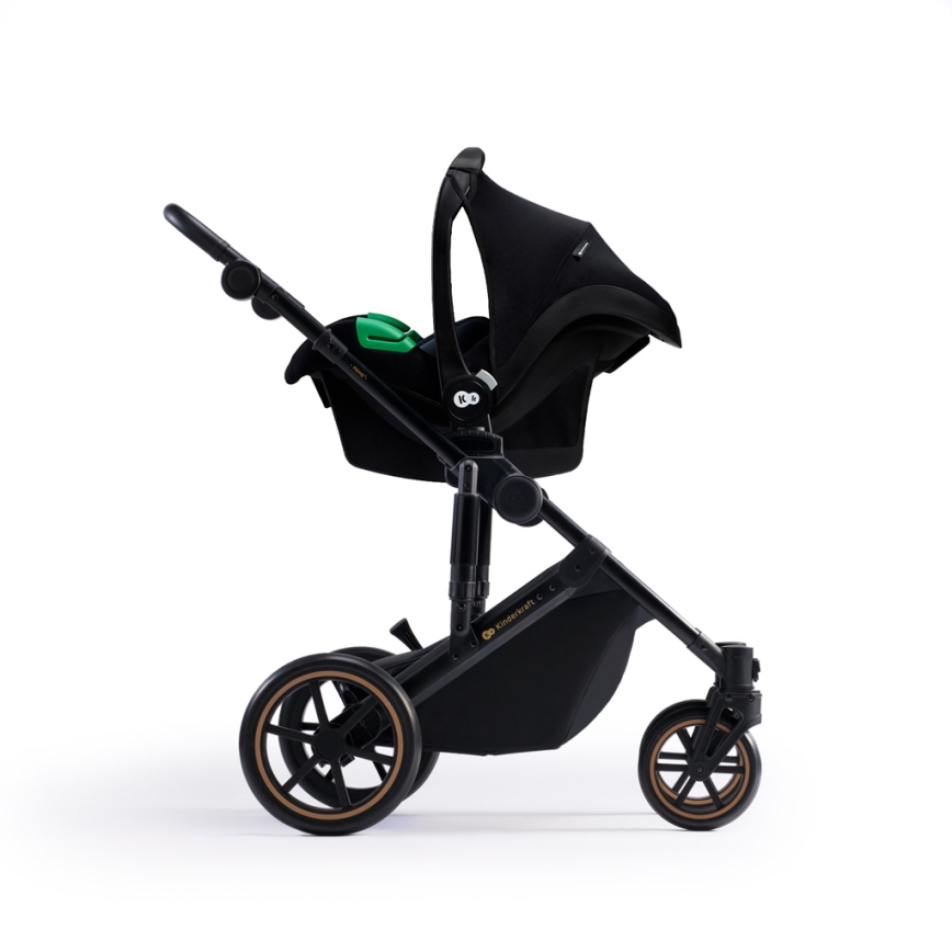 KINDERKRAFT SELECT - Wózek wielofunkcyjny 3w1 PRIME 2 Premium Ciemna  zieleń + fotelik samochodowy